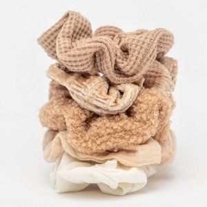 KITSCH Assorted Textured Scrunchie Set 5pc - Sand